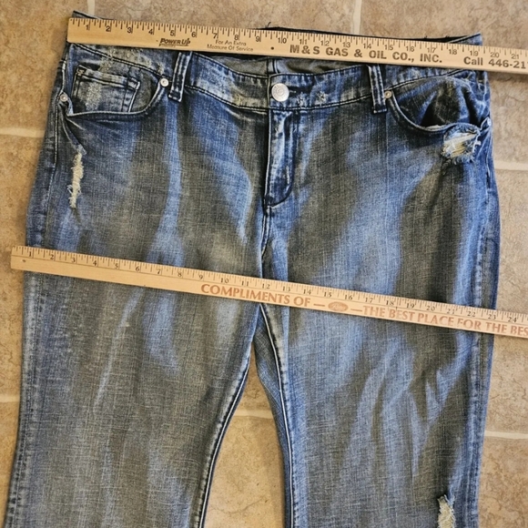 Seven7 Womens Jeans Blue Strecth Denim Plus 20 Luxe Distressed Wide Boot Leg - Picture 13 of 13